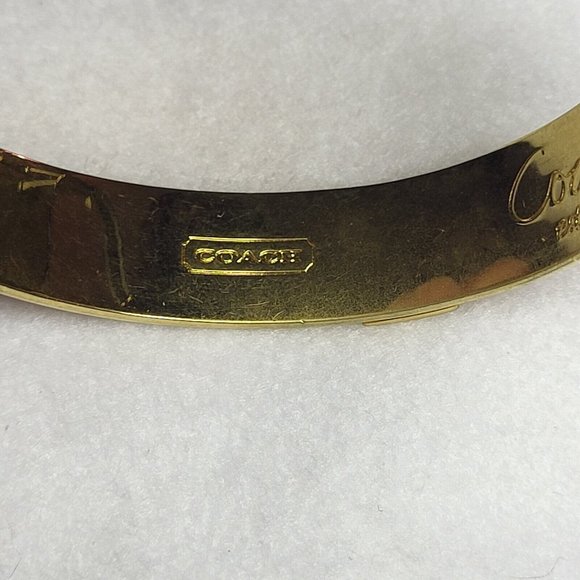 Coach Gold Pink Metal Bangle Bracelet 1/2" Wide Stamped .......415 - Picture 7 of 9